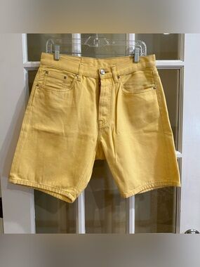 Han kjobenhavn Yellow Button Fly Denim Shorts Streetwear Unisex Size 30